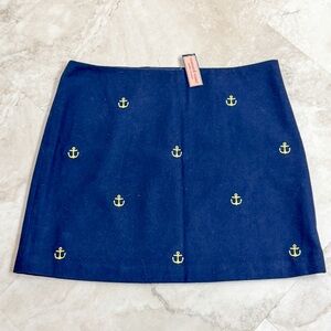 Vineyard Vines Navy Anchor Mini Skirt Size 12 Nautical Wool Blend NWT Preppy